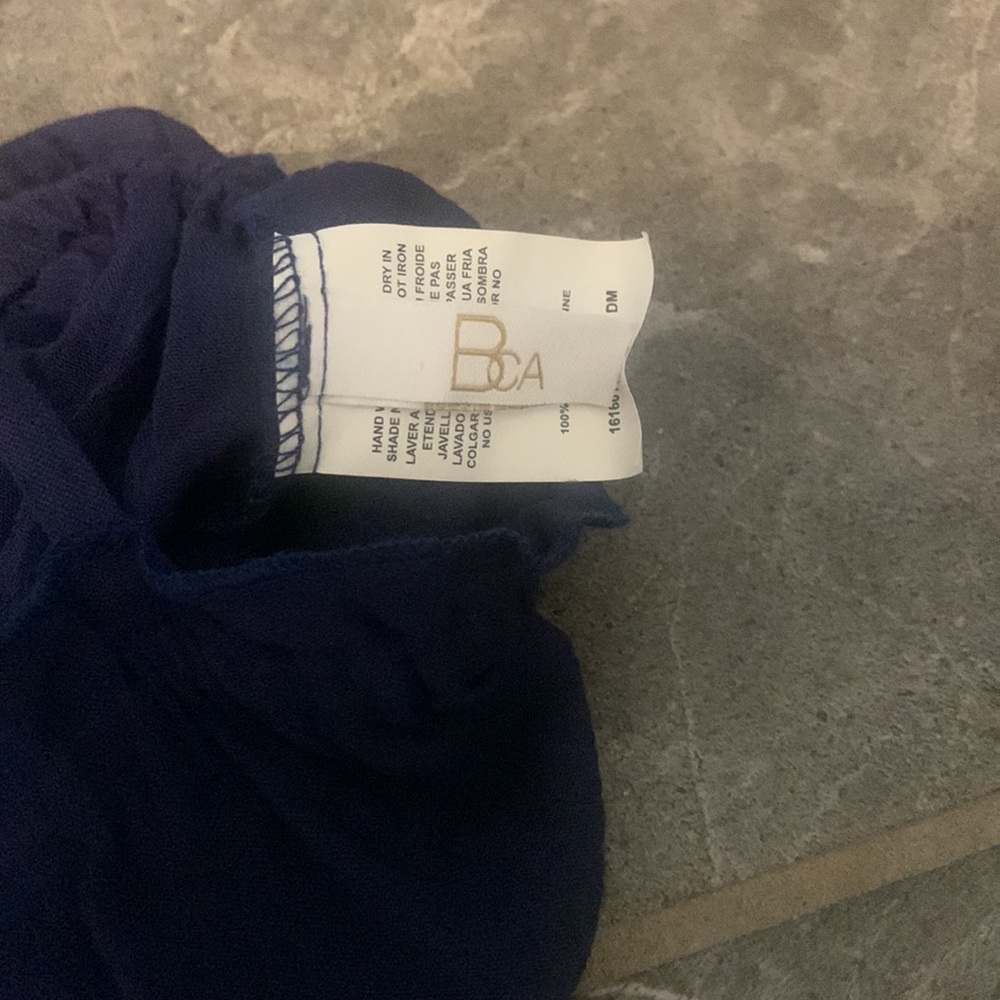 BCA by Rebecca Virtue Navy Getaway Crinkle Rayon Dress w/ braided belt Sz S - Picture 4 of 4